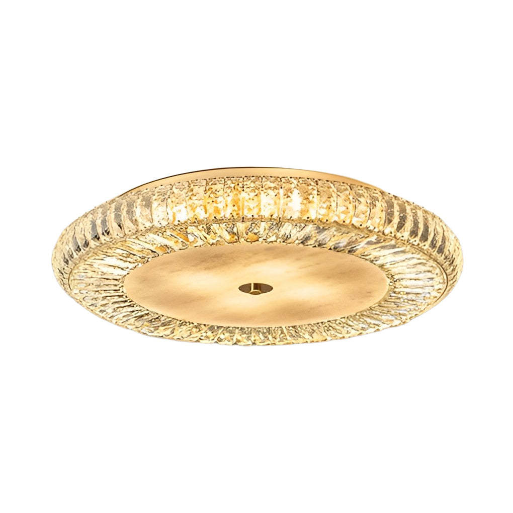 Round Crystal Dimmable Glass Modern Ceiling Fixture