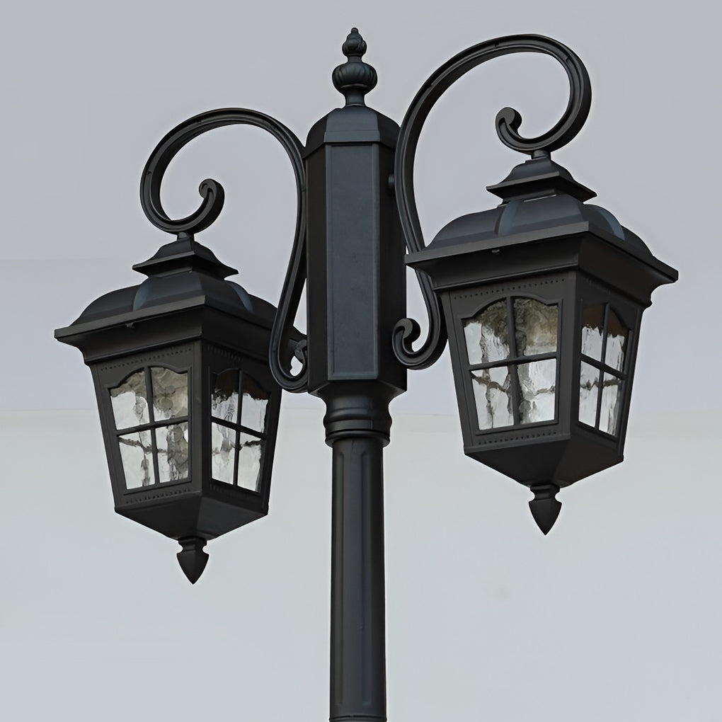 2 Lights Waterproof Black European Style Outdoor Pole Lights Public Lighting-Lighom