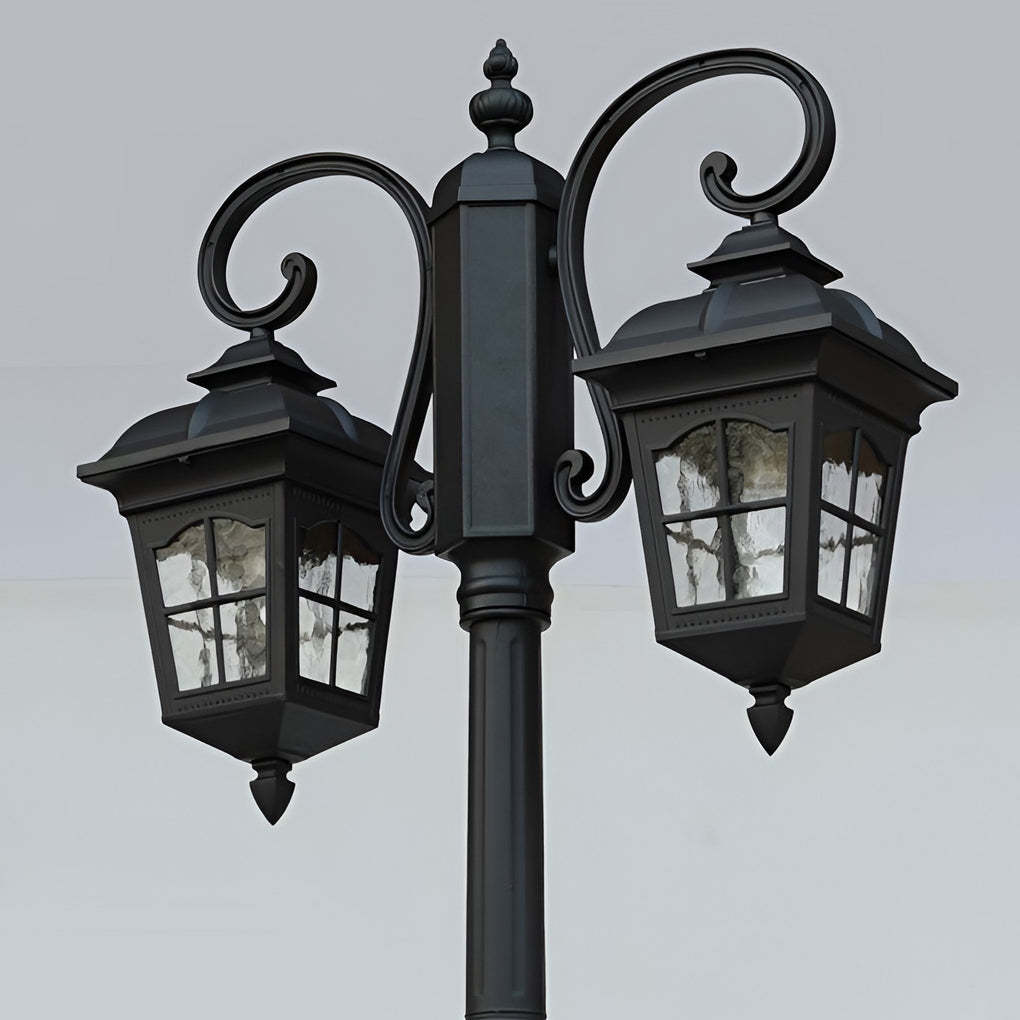 2 Lights Waterproof Black European Style Outdoor Pole Lights Public Lighting-Lighom