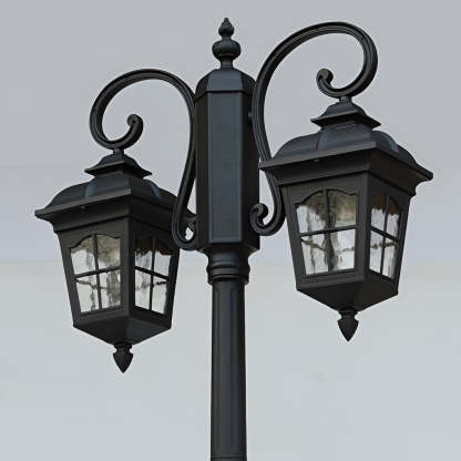 2 Lights Waterproof Black European Style Outdoor Pole Lights Public Lighting-Lighom