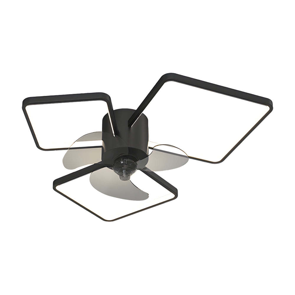 Square Round Rings Three Step Dimming LED Silent Modern Ceiling Fans Lamp-Lighom