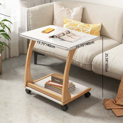 Vintage Engineered Wood Flip-Top Movable Side Table