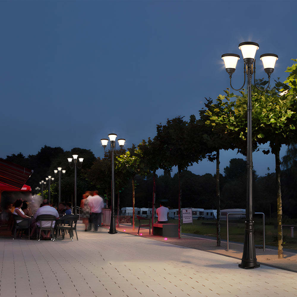 3-Light Black Finish Traditional Outdoor Street Lights with Post Top-Lighom