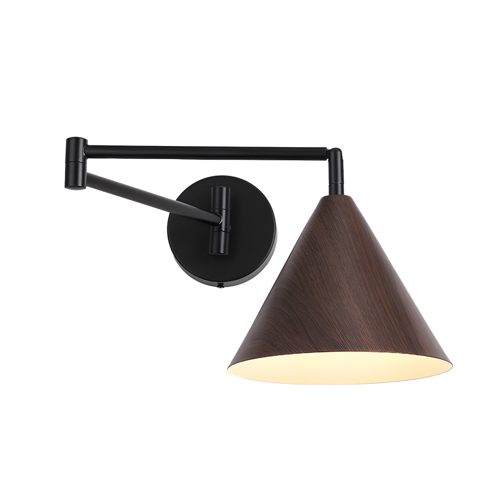 Cone Shaped Swing Arm Wall Sconces - 1-Light Wood Wall Mount Light-Lighom