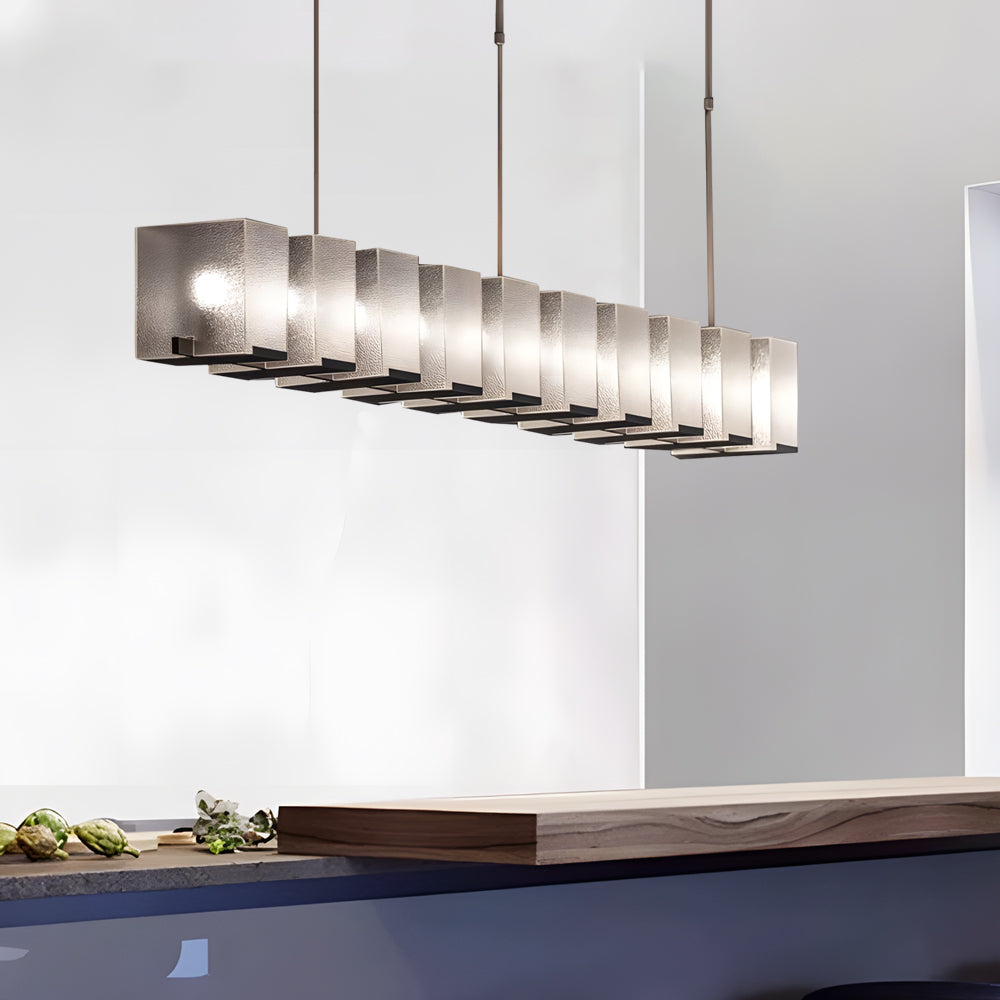 Long Glass LED Post-Modern Dining Chandelier