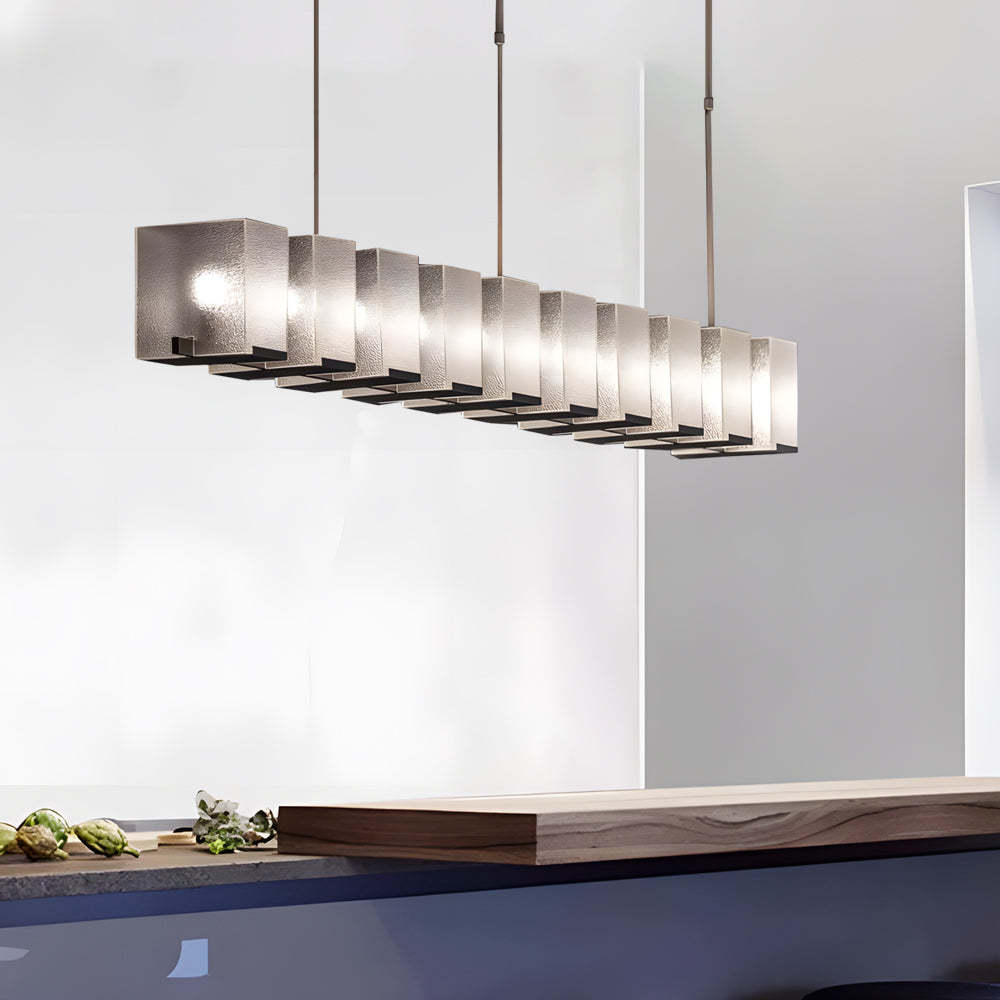 Long Glass LED Post-Modern Dining Chandelier