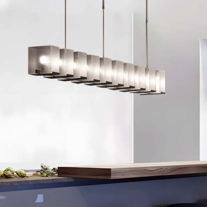 Long Glass LED Post-Modern Dining Chandelier
