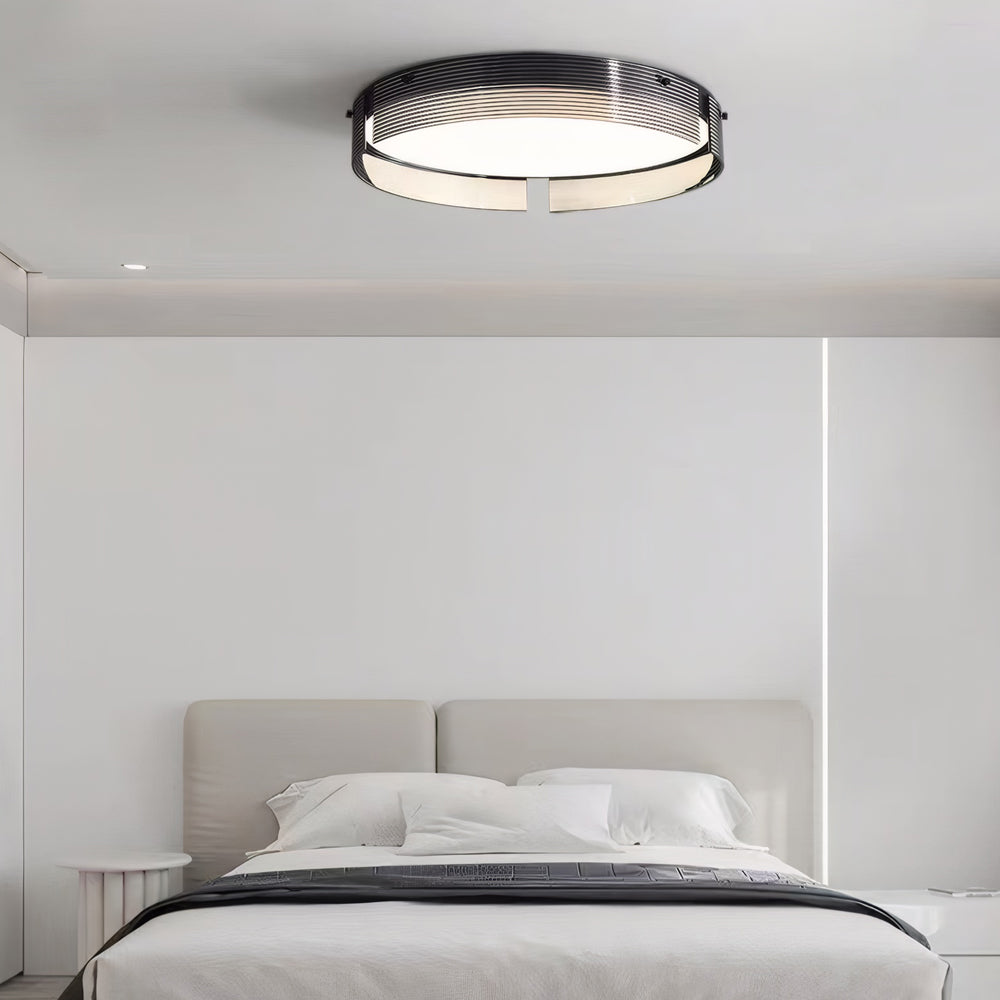 Stripe round glass flush mount lighting for living room — 15.7" Diameter / Natural White (4000K)