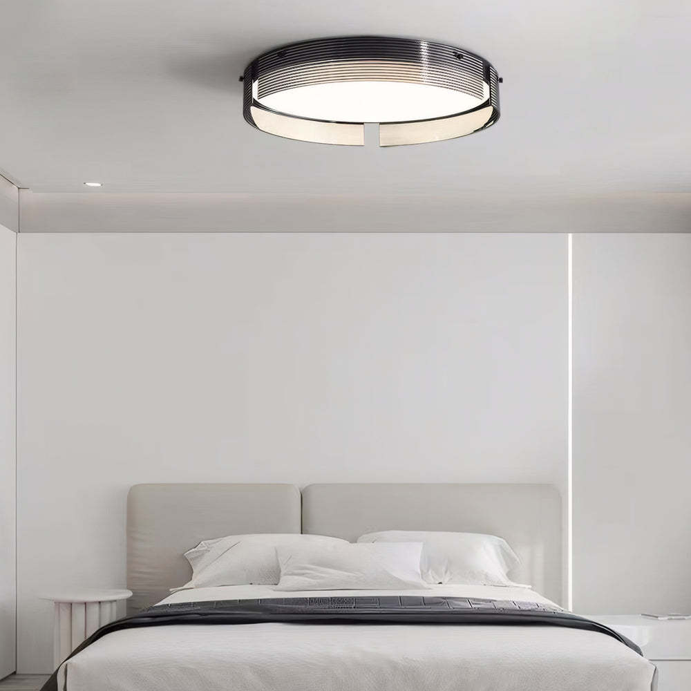 Round Black Stripe Glass LED Flush Mount Light