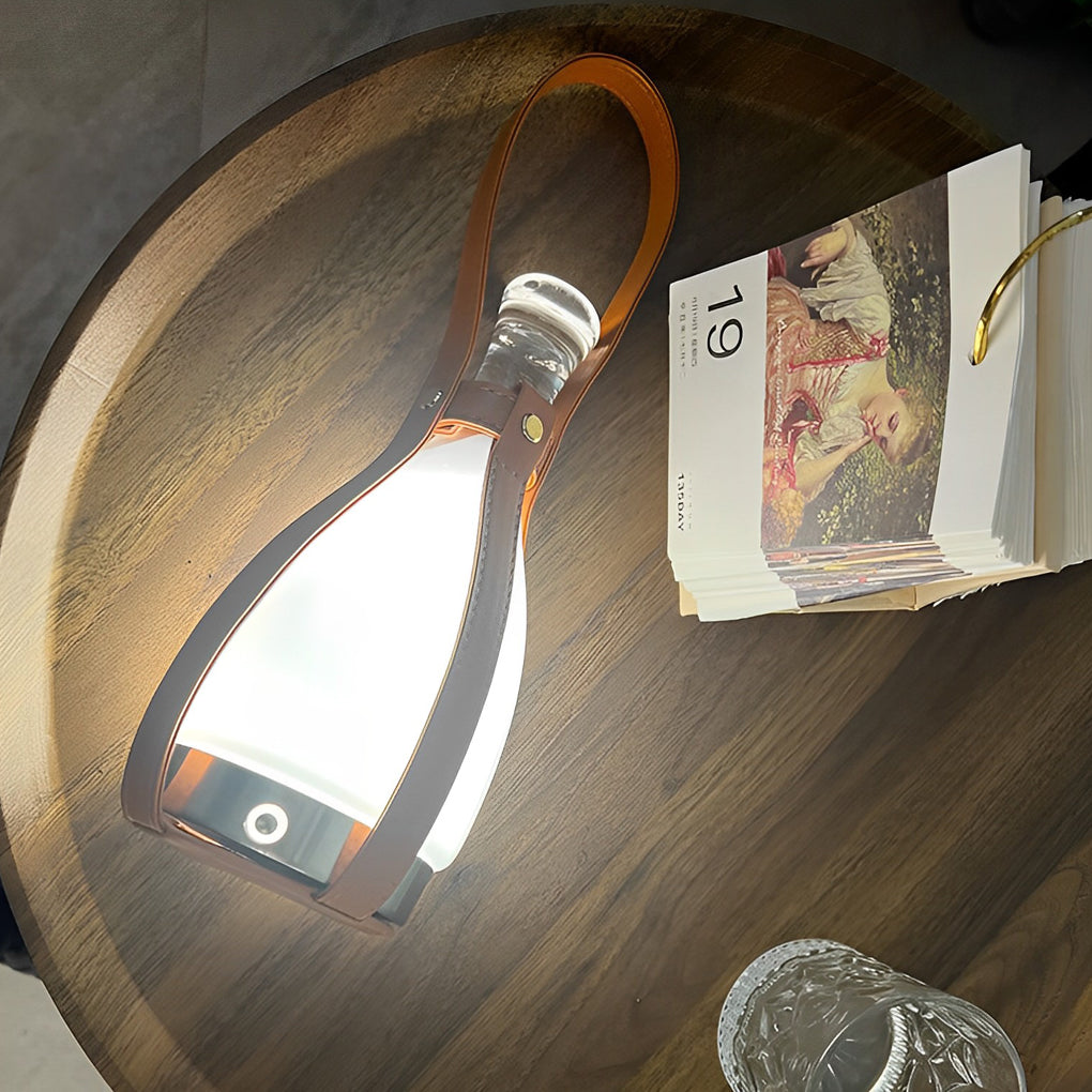 White leather lantern cordless table lamps