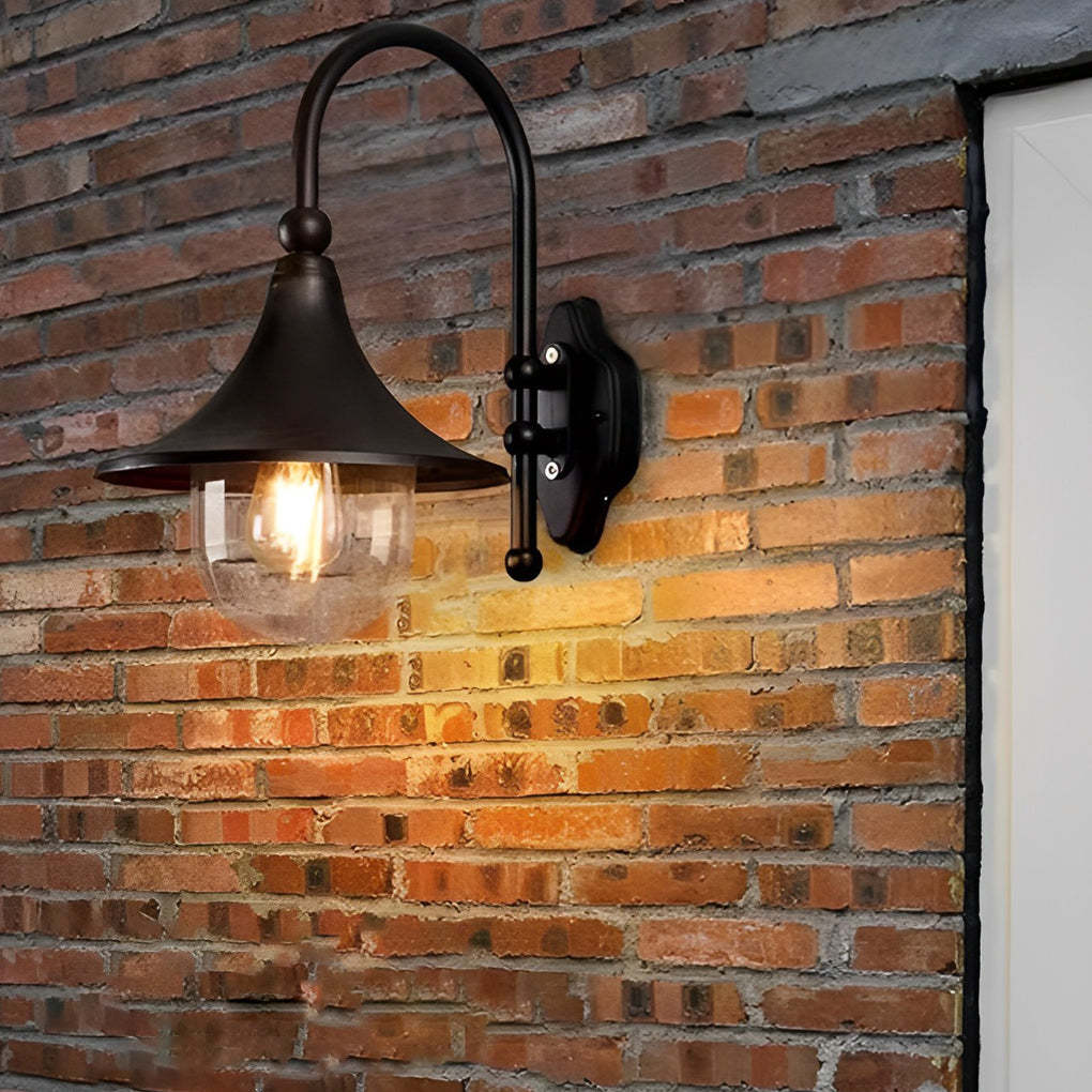 Creative Trumpet Shaped Waterproof LED Black Vintage Outdoor Wall Lamp-Lighom