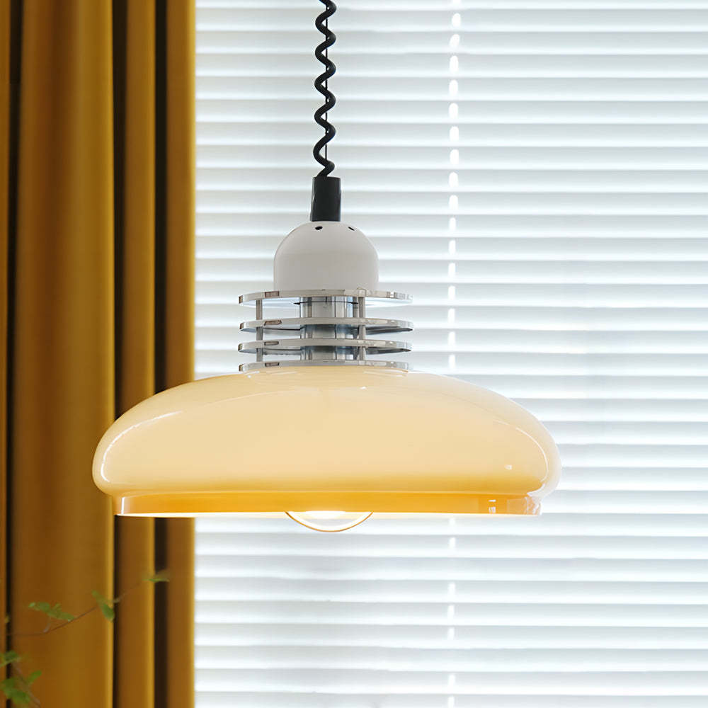 Glass Cream Retractable Retro Nordic Pendant Light