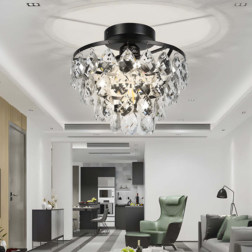 Round Crystal Black Modern Ceiling Chandelier