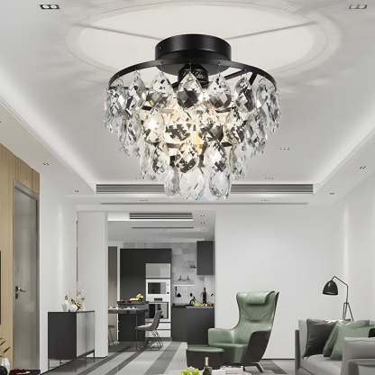 Round Crystal Black Modern Ceiling Chandelier