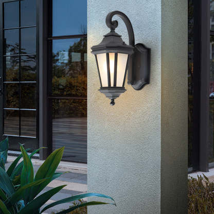 Minimalist Frosted Glass Waterproof European-Style Outdoor Wall Lamp-Lighom