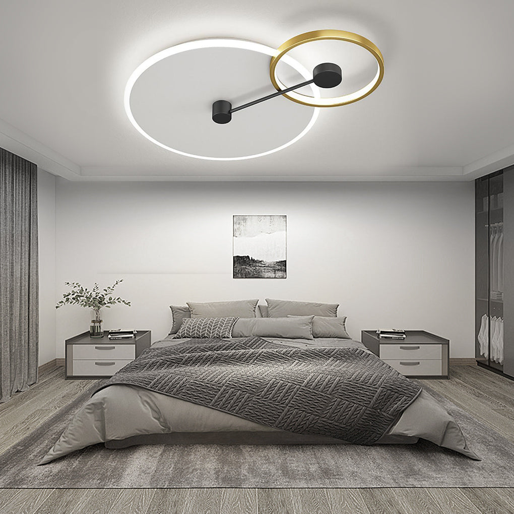 Lighom circle geometric synthetic flush mount lighting for living room — 16" L x 11" W x 3" H / Cool White (6000K)