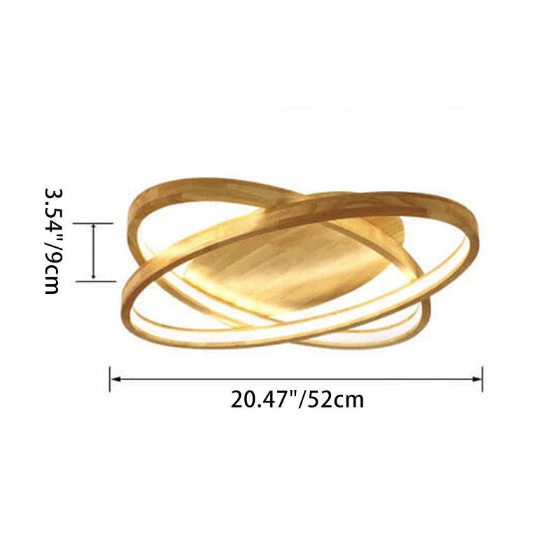 Nordic Wooden Oval LED Flush Mount Light