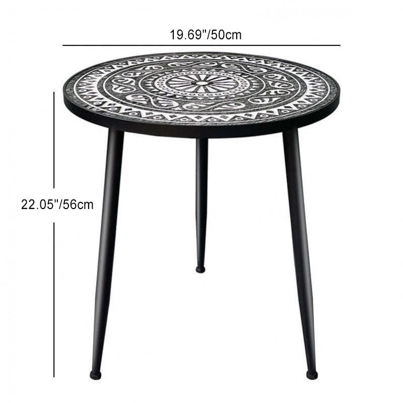 Contemporary Patterned Wood Iron Coffee Table — Wood Color