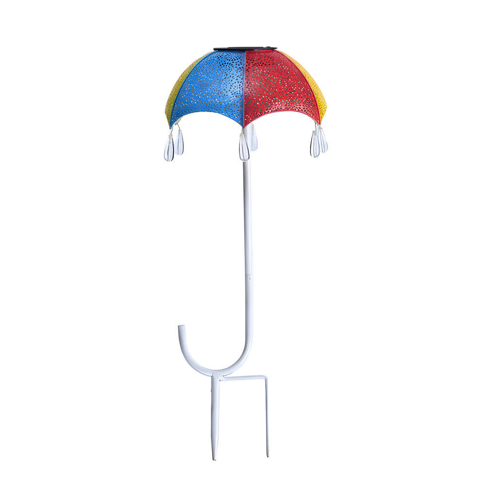 Retro Iron Hollow Umbrella Modern Solar Lawn Light