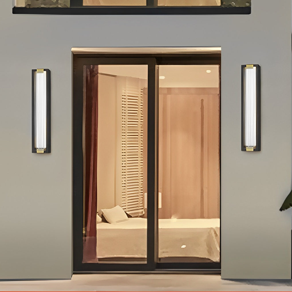Rectangular Waterproof LED Black Modern Porch Lights Wall Sconces-Lighom
