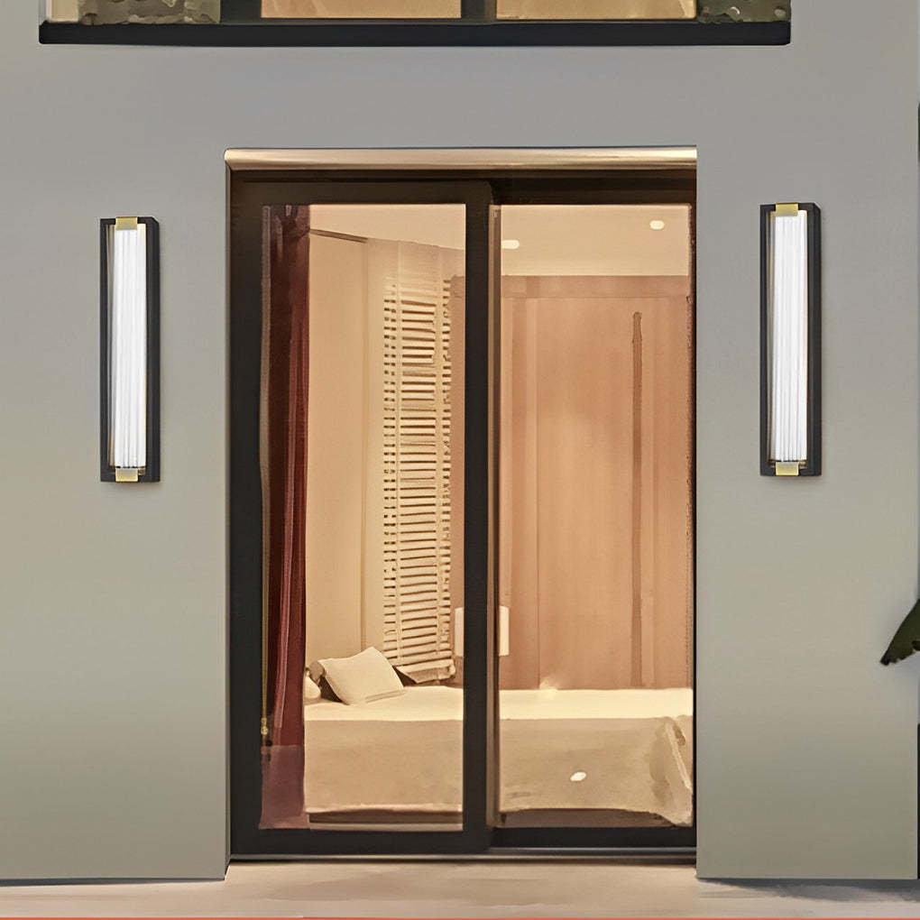 Rectangular Waterproof LED Black Modern Porch Lights Wall Sconces-Lighom