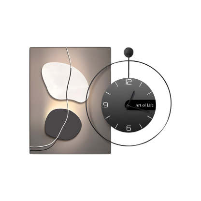 Geometric Silent Wall Clock Canvas Painting Wall Art Decor-Lighom