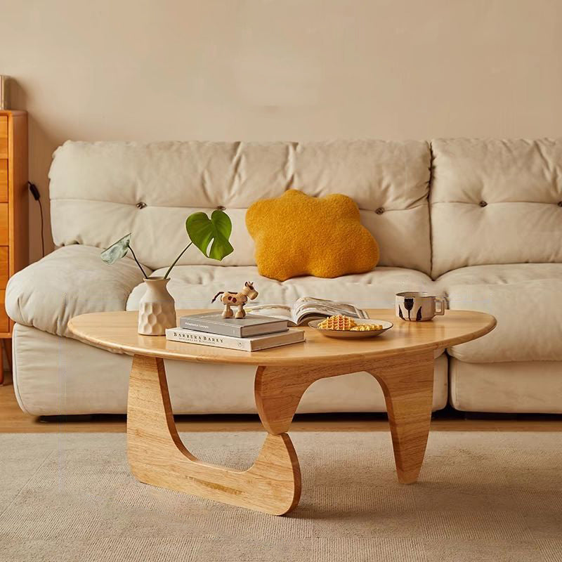 Japanese Triangle Rubberwood Coffee Table — Cherry Wood Color