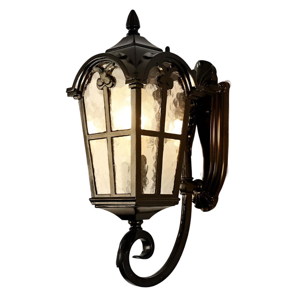 Vintage Glass Waterproof Black European-style Outdoor Wall Lamp Exterior Lights-Lighom