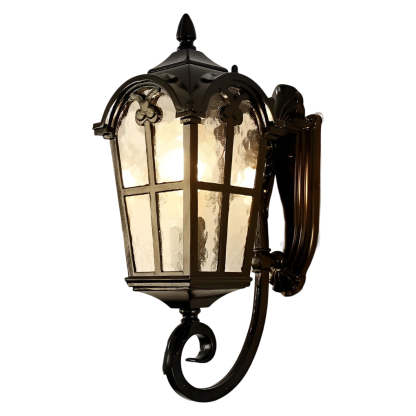 Vintage Glass Waterproof Black European-style Outdoor Wall Lamp Exterior Lights-Lighom