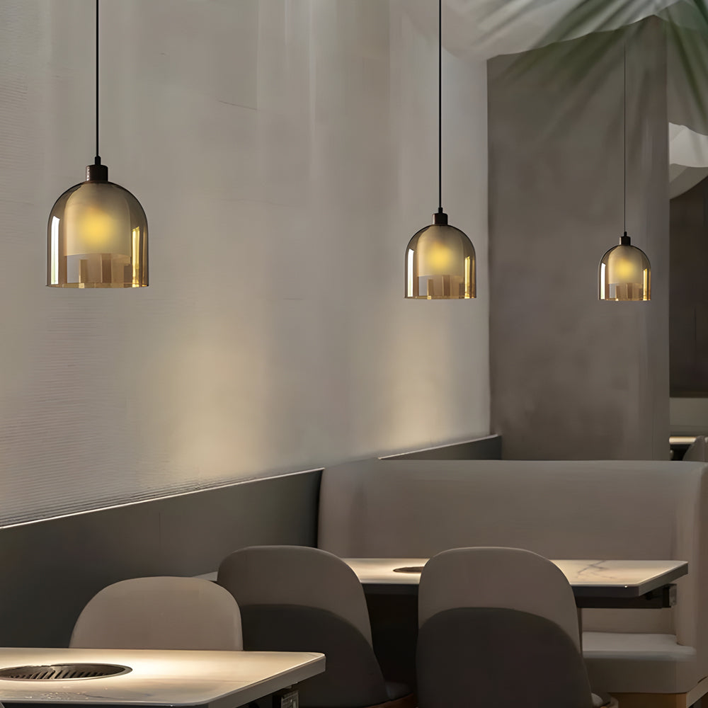 Double Glass Wood Brown Nordic Pendant Light