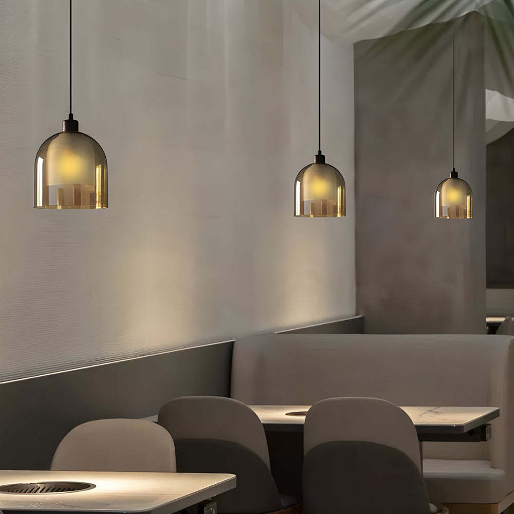 Double Glass Wood Brown Nordic Pendant Light