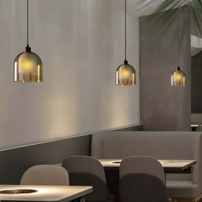 Double Glass Wood Brown Nordic Pendant Light