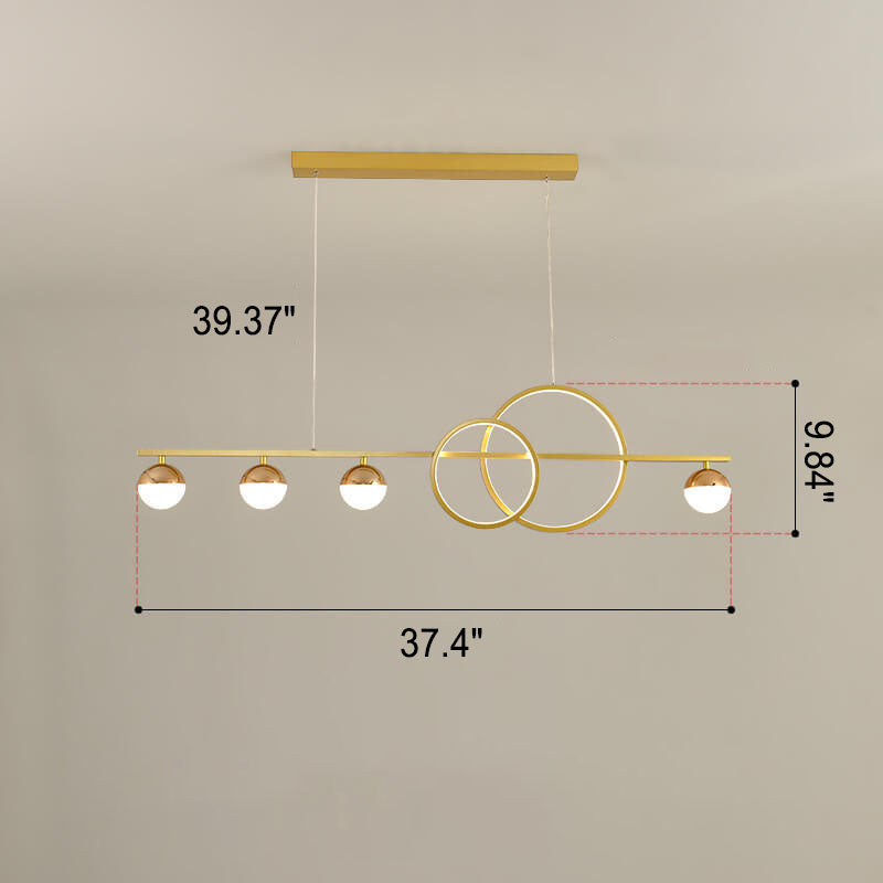 Modern Long Strip Round Globe LED Island Chandelier