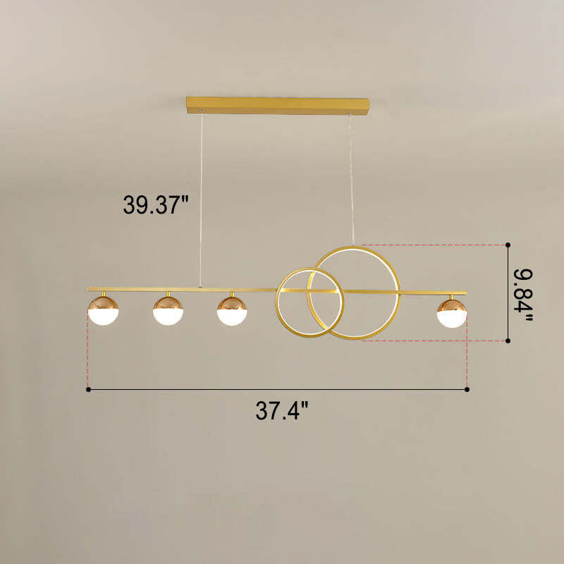 Modern Long Strip Round Globe LED Island Chandelier