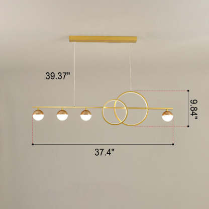 Modern Long Strip Round Globe LED Island Chandelier