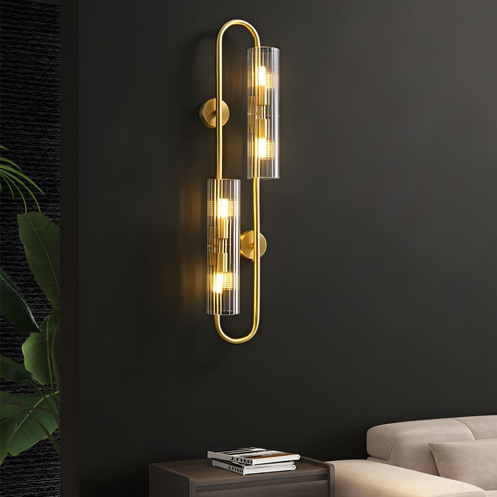 Modern Luxury 4-Light Oval Brass Wall Lamp with Clear Glass Shade-Lighom