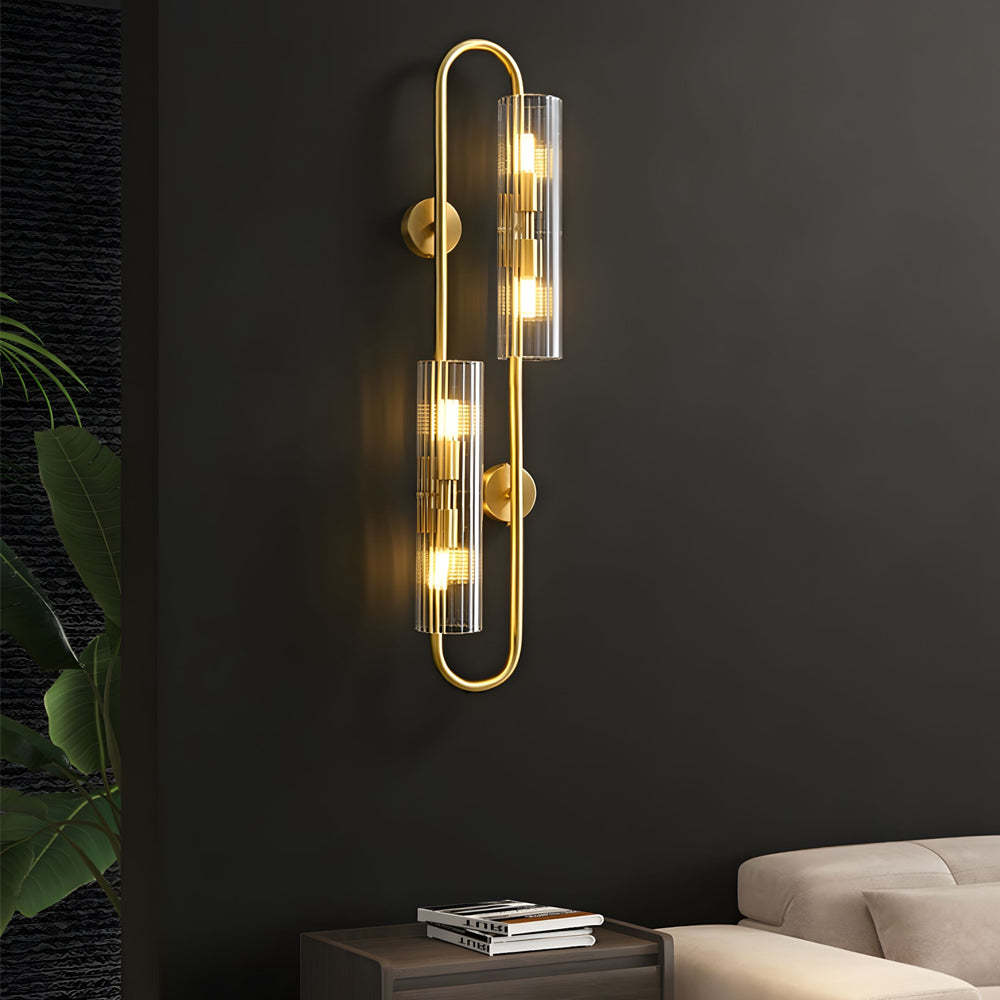 Modern Luxury 4-Light Oval Brass Wall Lamp with Clear Glass Shade-Lighom