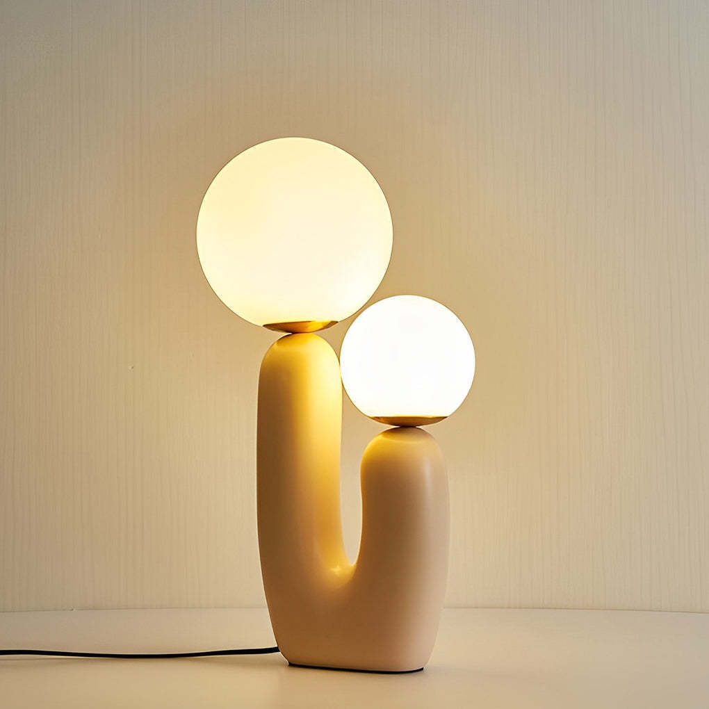 2-Light Modern Beige Cactus LED Accent Lamp
