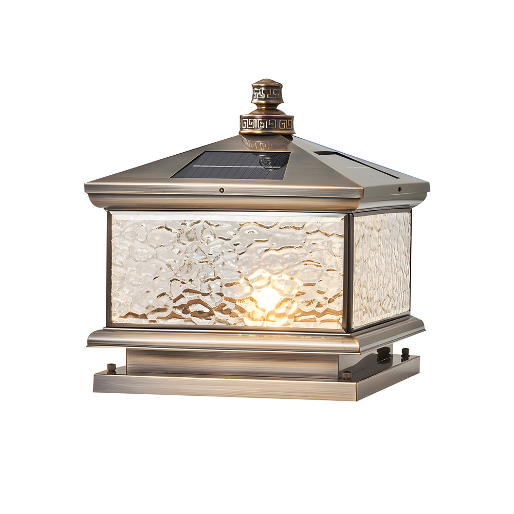 Retro Square Antique Brass Pier Mount Post Light-Lighom