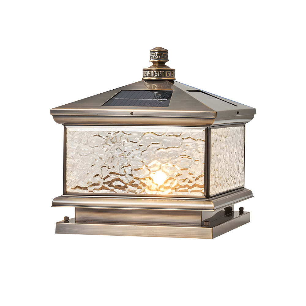 Retro Square Antique Brass Pier Mount Post Light-Lighom