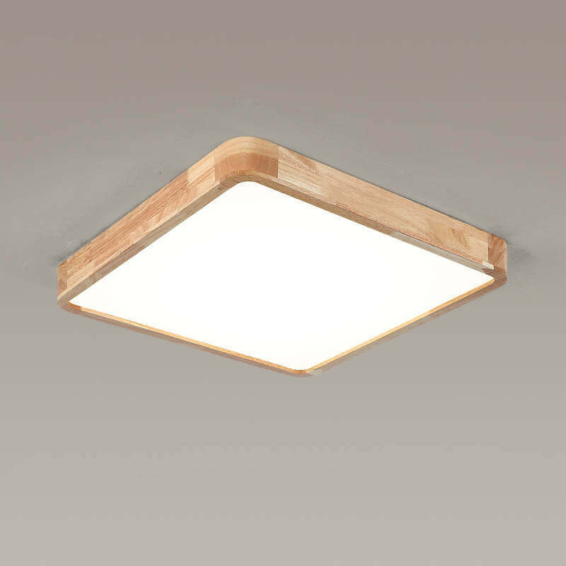 Minimalist Solid Wood Round Tatami LED Flush Mount Light