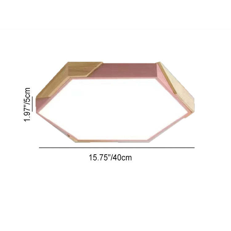 Scandinavian Hexagonal Macaron Flush Mount Light