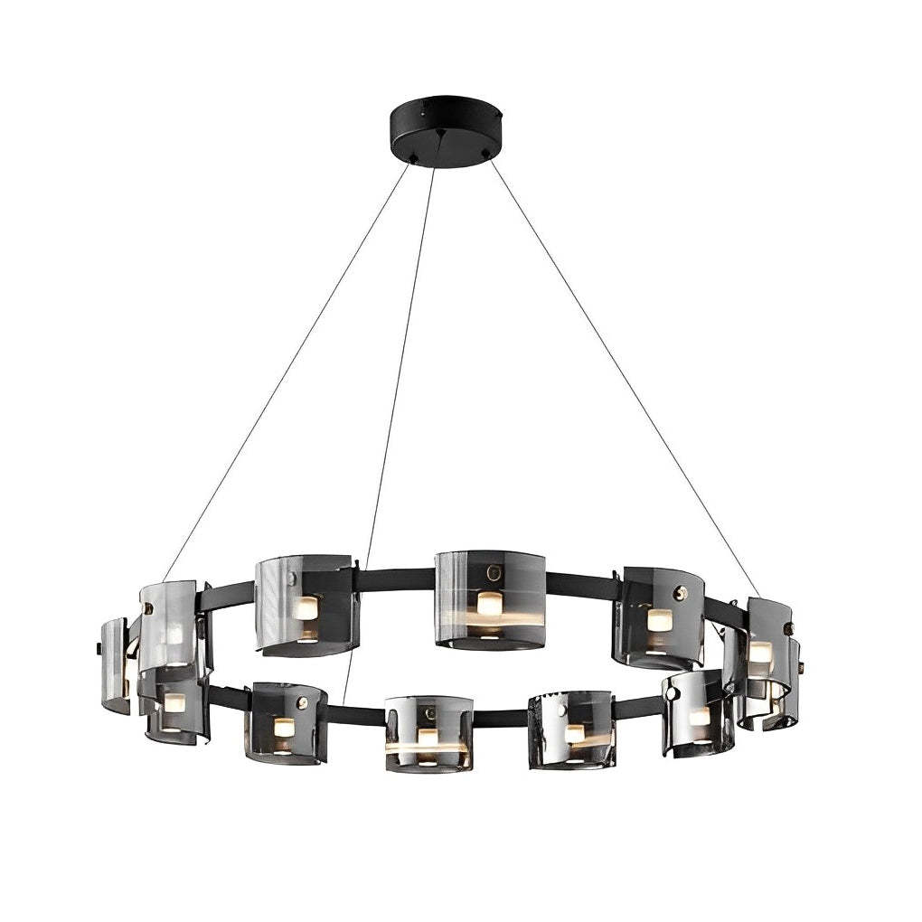 Circle Glass Dimmable Memory LED Nordic Chandelier