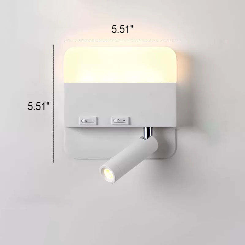 Minimalist Acrylic Aluminum LED Reading Sconce — Square / Black / Left