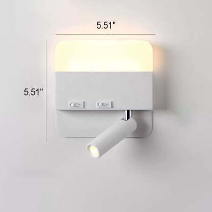 Minimalist Acrylic Aluminum LED Reading Sconce — Square / Black / Left