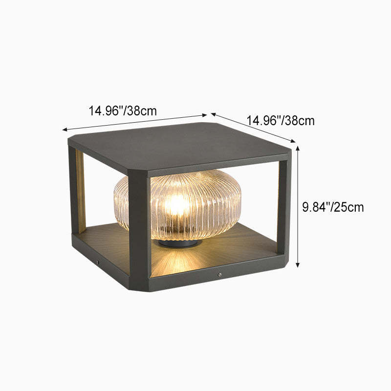 Modern Solar Stainless Steel Glass Cube Ball Landscape Light
