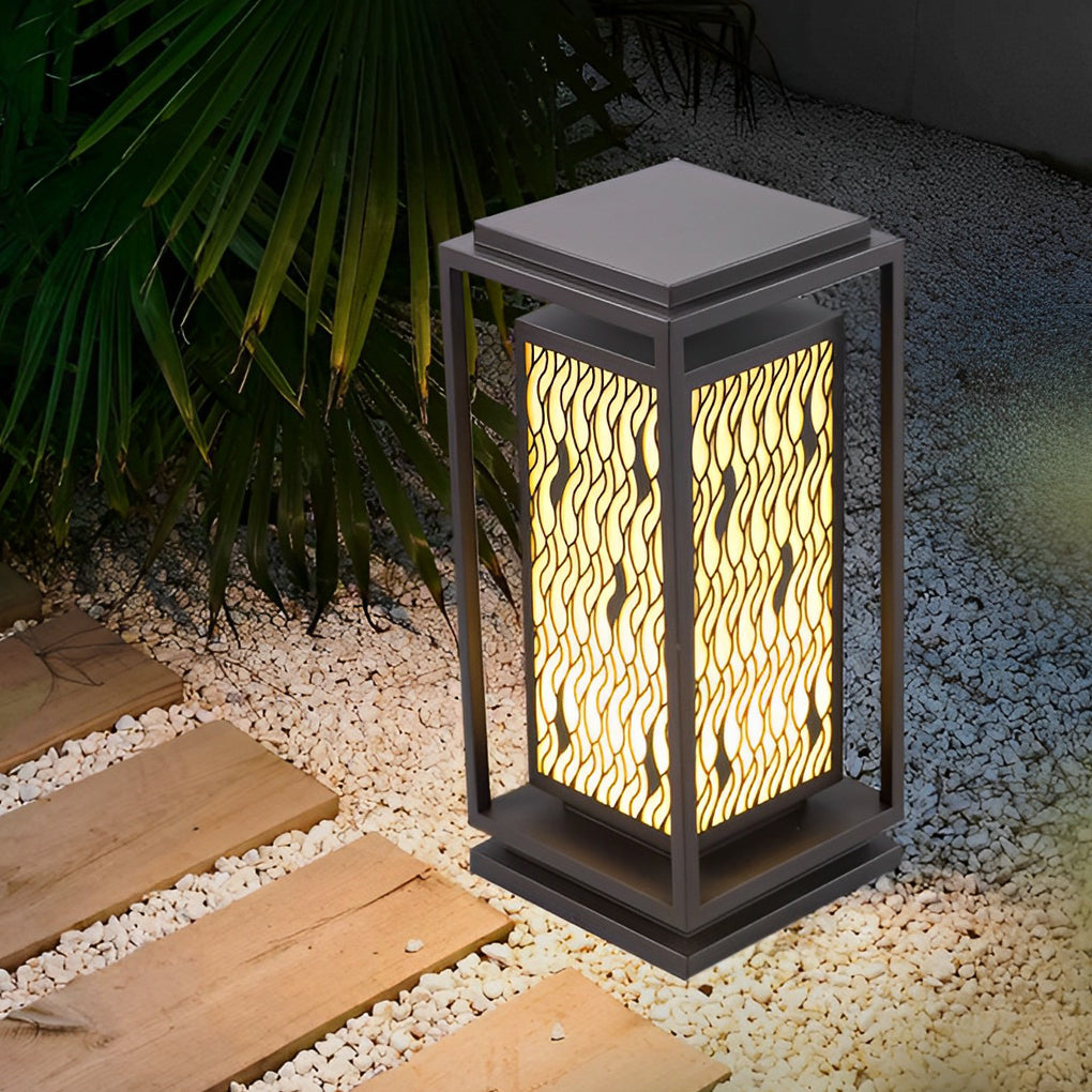 Square Retro Waterproof LED Black Vintage Outdoor Pathway Lights Lawn Lamp-Lighom