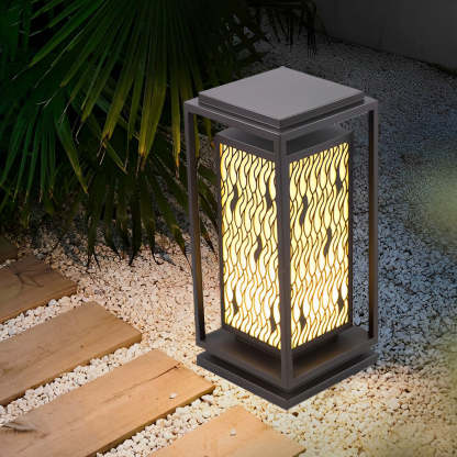 Square Retro Waterproof LED Black Vintage Outdoor Pathway Lights Lawn Lamp-Lighom
