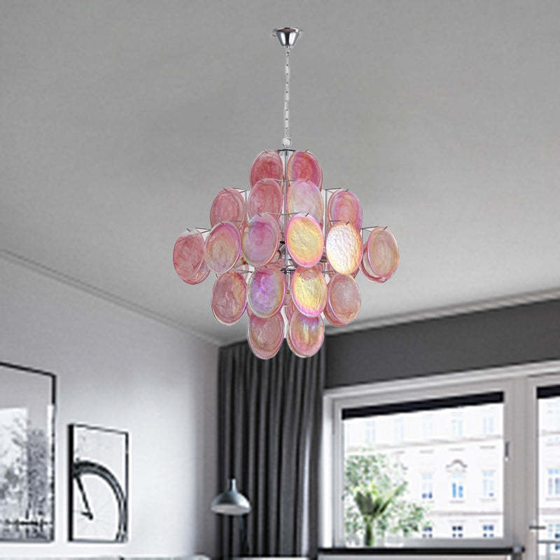 French Flower Iron Glass Chandelier