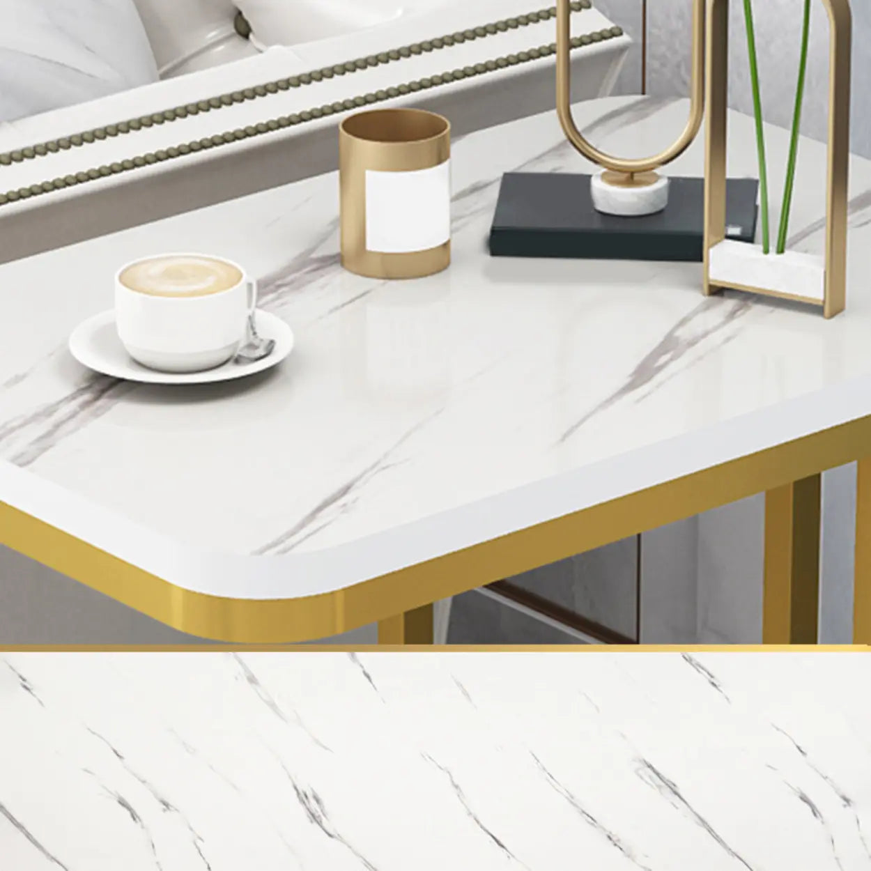 Black Metal Wood 2-Tier Rectangular Side Table